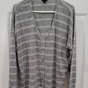 Torrid Gray Strped Crop Style Sweater
